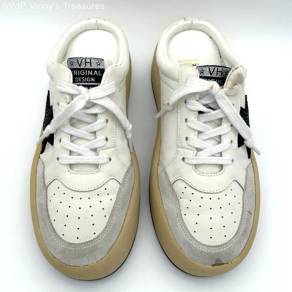 Y2K Vintage Havana Val White Multi Platform Sneakers Black Star Women's Size 7.5